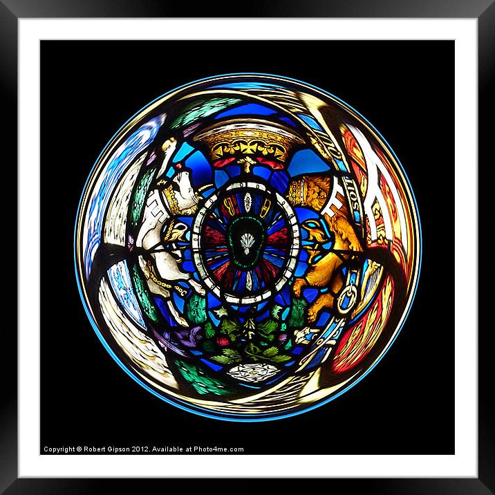 Spherical Stained glass on black Framed Mounted Print by Robert Gipson
