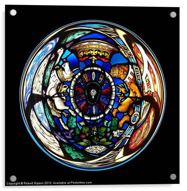 Spherical Stained glass on black Acrylic by Robert Gipson