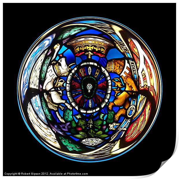 Spherical Stained glass on black Print by Robert Gipson