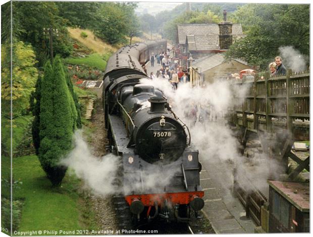 Steam Train at Haworth Canvas Print by Philip Pound