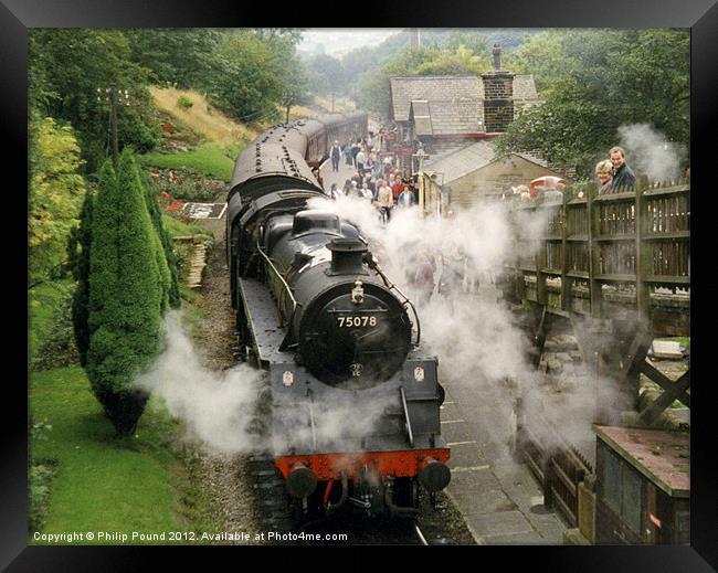 Steam Train at Haworth Framed Print by Philip Pound