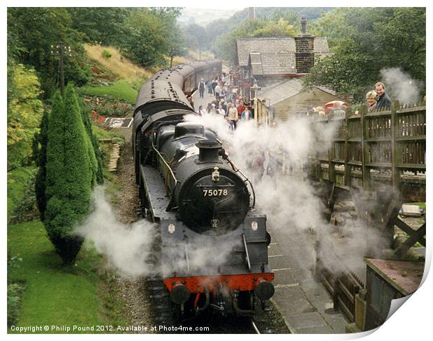 Steam Train at Haworth Print by Philip Pound