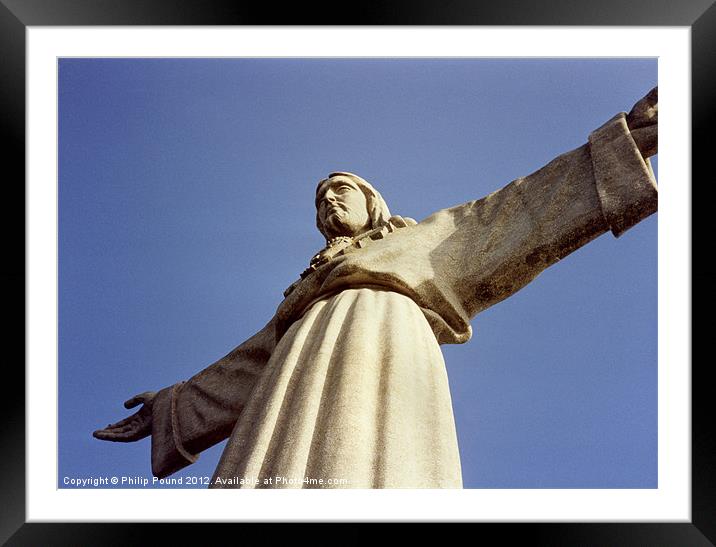 Statue of Jesus Christ in Lisbon Framed Mounted Print by Philip Pound