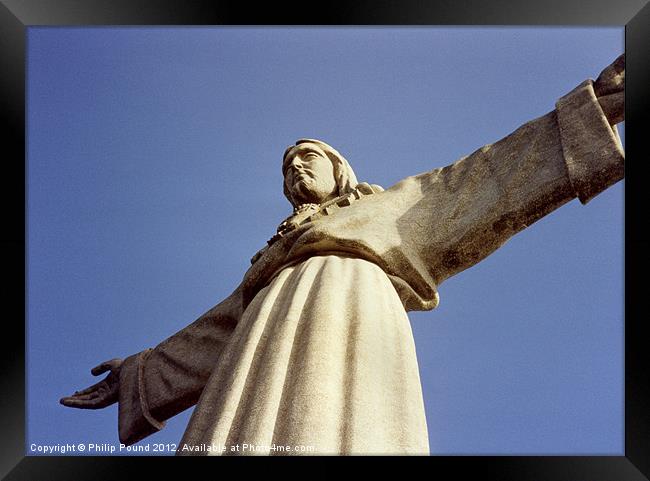 Statue of Jesus Christ in Lisbon Framed Print by Philip Pound