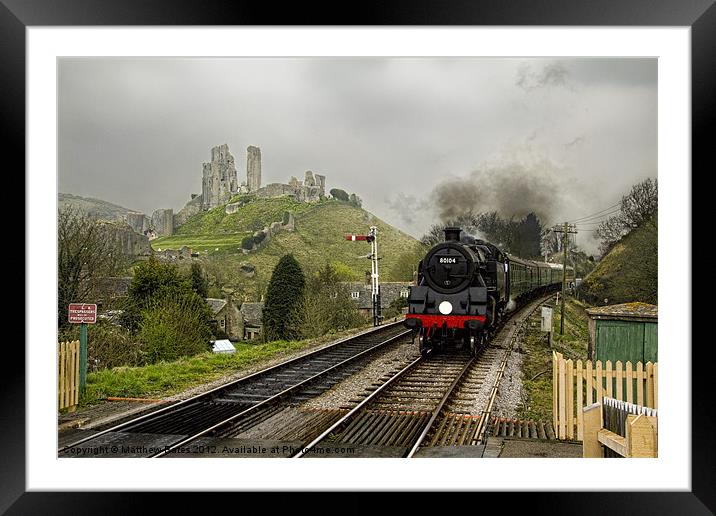 Steam train at Corfe Castle Framed Mounted Print by Matthew Bates
