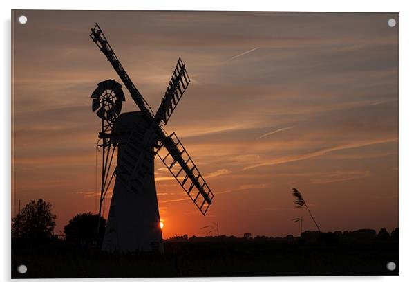Sundown - Norfolk Broads Acrylic by Simon Wrigglesworth