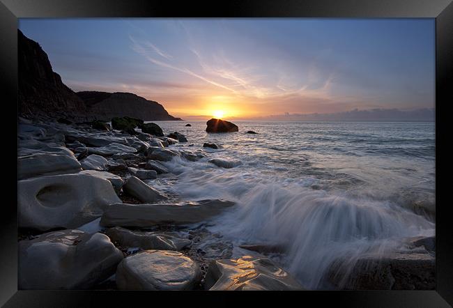 Wave break Framed Print by mark leader