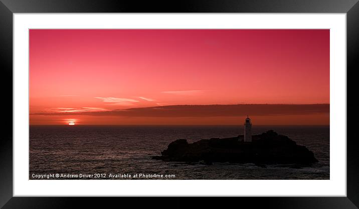 Lighthouse in pink Framed Mounted Print by Andrew Driver