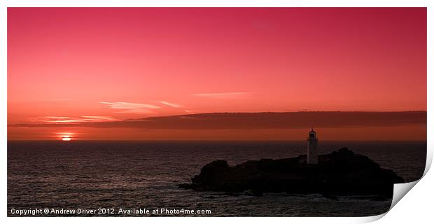 Lighthouse in pink Print by Andrew Driver