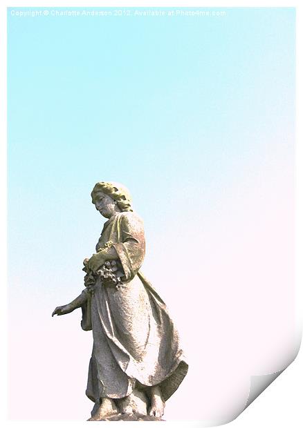 Young girl on gravestone Print by Charlotte Anderson
