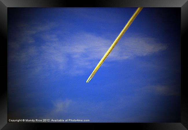 Planes vapour trail Framed Print by Mandy Rice
