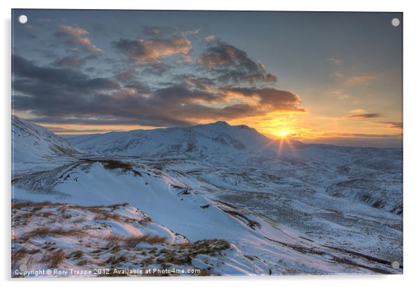 Moel Farlwyd sunrise Acrylic by Rory Trappe