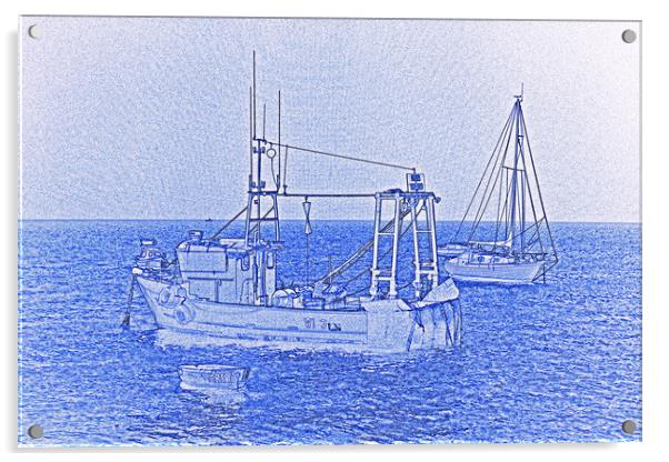 Fishing Boats Art Acrylic by David Pyatt