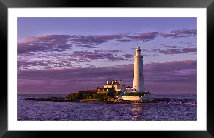 St Marys Lighthouse and Island Framed Mounted Print by Kevin Tate