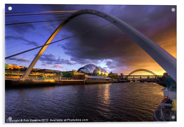 Fine Tyne sunset Acrylic by Rob Hawkins