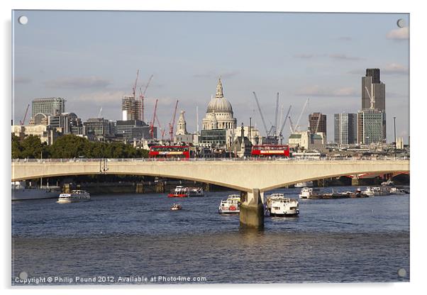 Waterloo Bridge London Acrylic by Philip Pound
