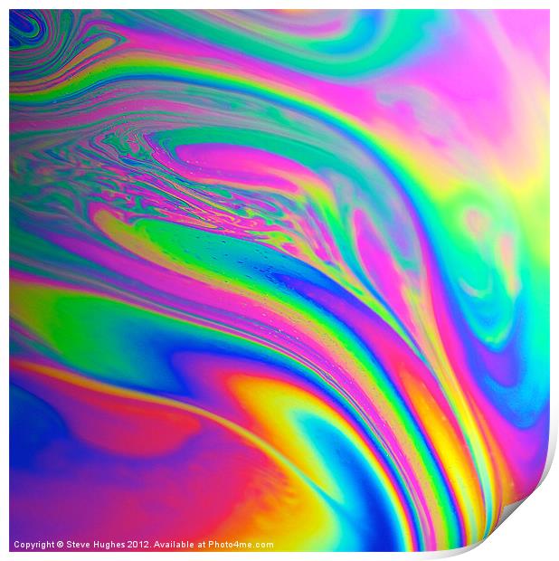 Multicoloured Soap film macro Print by Steve Hughes
