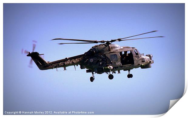 Royal Navy Helicopter Print by Hannah Morley
