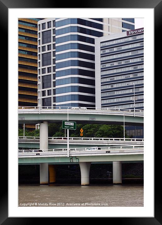 River Roads and Office Blocks Framed Mounted Print by Mandy Rice