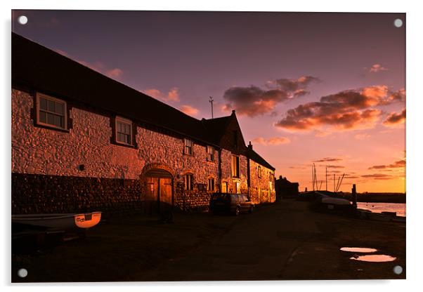 Overy Boathouse Sunset Acrylic by Stephen Mole