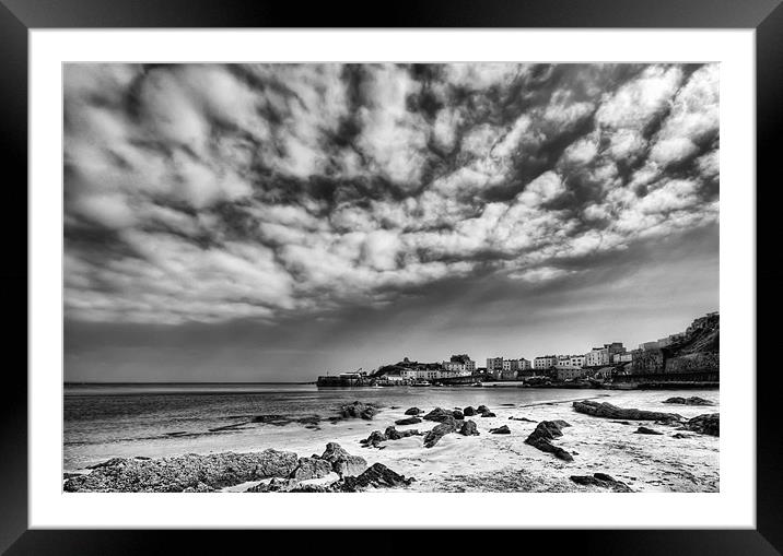Tenby Harbour from North Beach Mono Framed Mounted Print by Steve Purnell