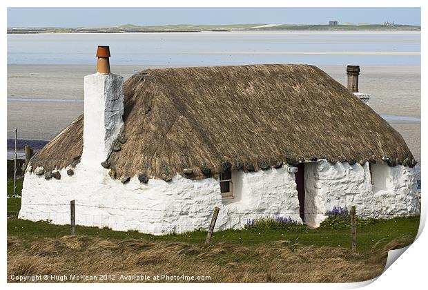 Building, Cottage, Thatched, White walls Print by Hugh McKean