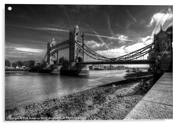 Tower Bridge in mono Acrylic by Rob Hawkins
