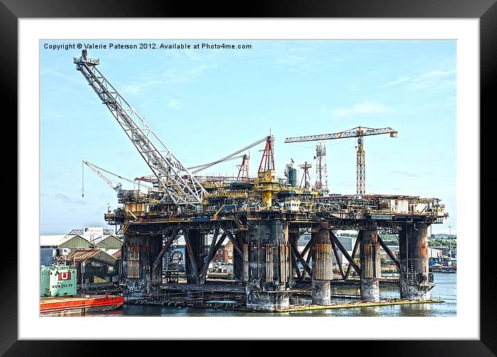 Newcastle Oil Rig Framed Mounted Print by Valerie Paterson