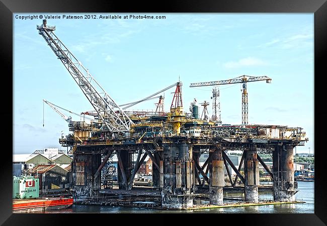 Newcastle Oil Rig Framed Print by Valerie Paterson