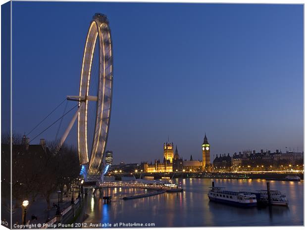 Houses of Parliament at Night Canvas Print by Philip Pound
