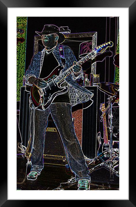 Neon Guitarist Framed Mounted Print by Colin Daniels