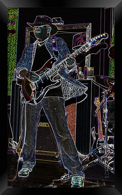 Neon Guitarist Framed Print by Colin Daniels