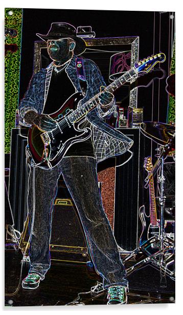 Neon Guitarist Acrylic by Colin Daniels