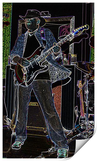 Neon Guitarist Print by Colin Daniels