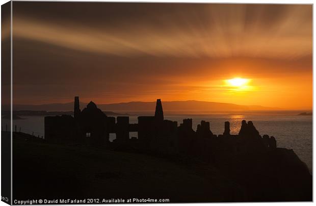 Dunluce Castle sunset Canvas Print by David McFarland