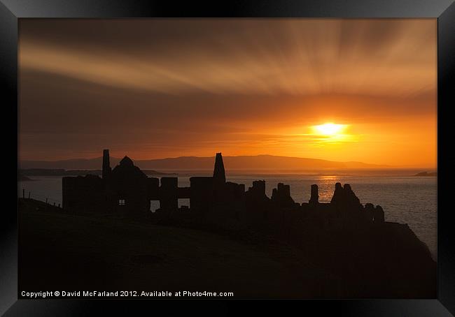 Dunluce Castle sunset Framed Print by David McFarland