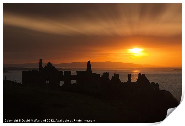 Dunluce Castle sunset Print by David McFarland