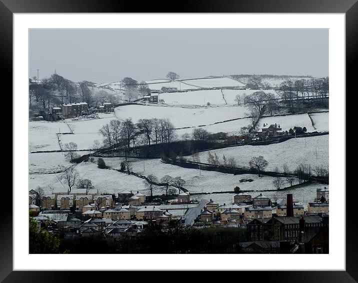 snowy top rural hill Framed Mounted Print by aaron bridgewood