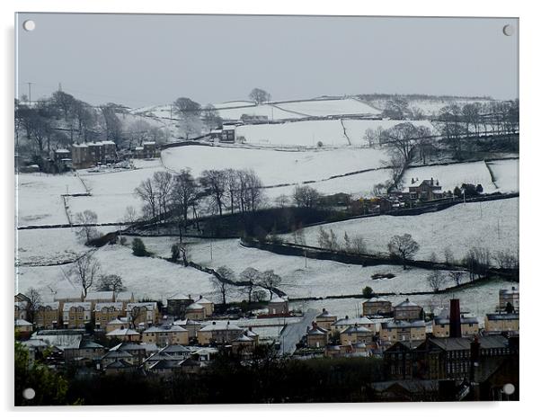 snowy top rural hill Acrylic by aaron bridgewood
