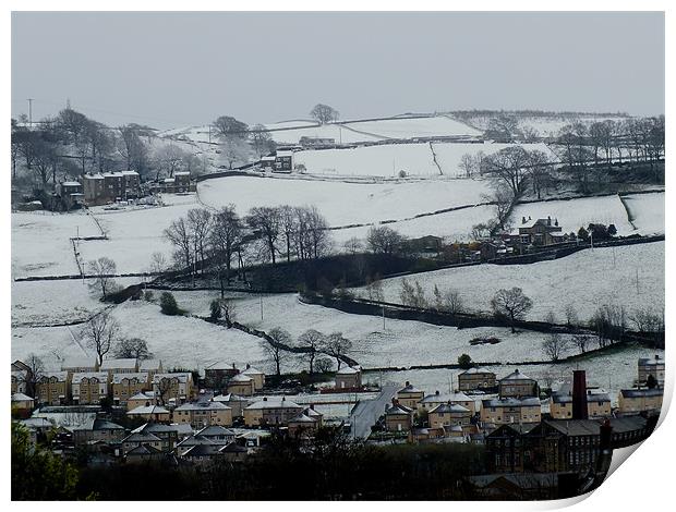 snowy top rural hill Print by aaron bridgewood