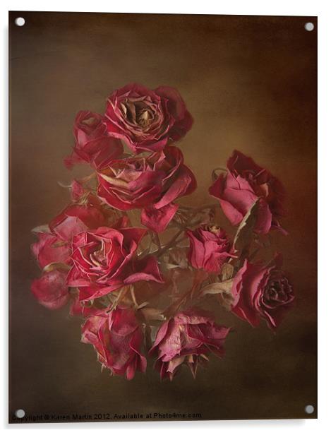 Old Roses Acrylic by Karen Martin