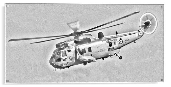RAF Sea King Helicopter Sketch Acrylic by Steve Purnell