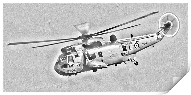 RAF Sea King Helicopter Sketch Print by Steve Purnell