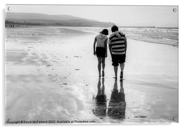 Sibling Bonding on Portstewart Strand Acrylic by David McFarland