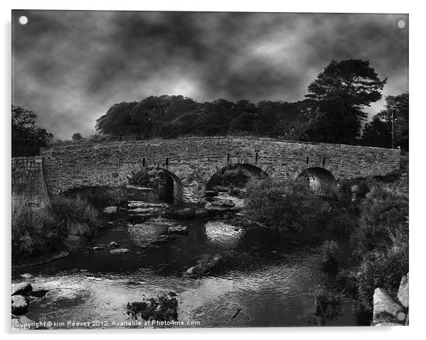 bridge over a dartmoor river Acrylic by kim Reeves
