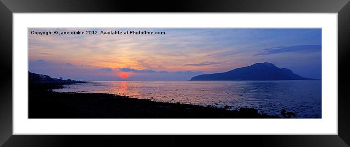 sunrise The Holy Isle,Arran Framed Mounted Print by jane dickie