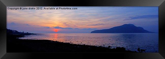 sunrise The Holy Isle,Arran Framed Print by jane dickie