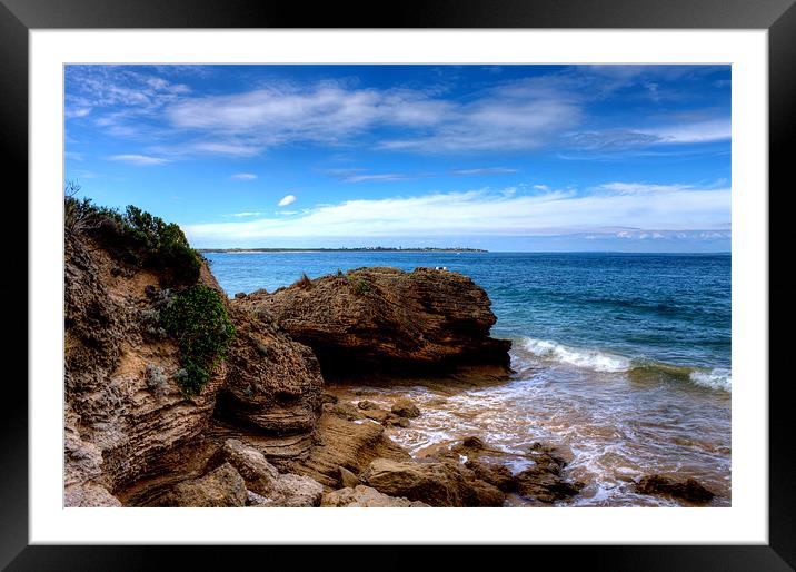 Rocks off Point Lonsdale Framed Mounted Print by Roger Green