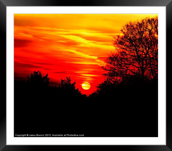 Red sunset Framed Mounted Print by Jasna Buncic