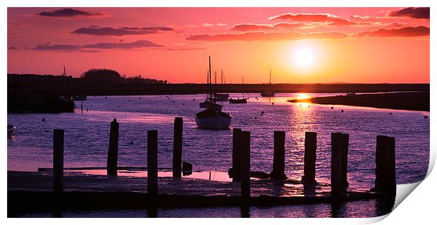 Sunset at Burnham Overy Staithe Print by Stephen Mole